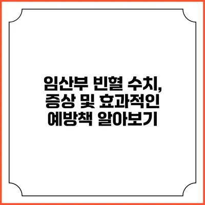 임산부 빈혈: 수치, 증상 및 효과적인 예방책 알아보기