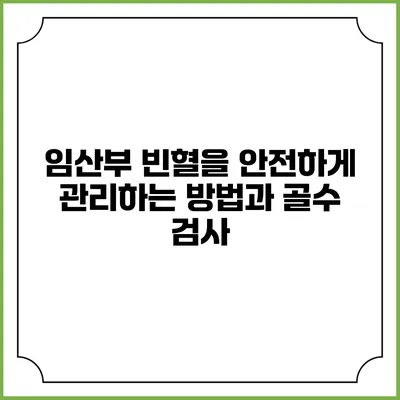 임산부 빈혈을 안전하게 관리하는 방법과 골수 검사
