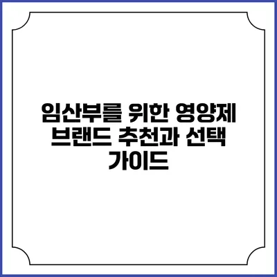 임산부를 위한 영양제 브랜드 추천과 선택 가이드