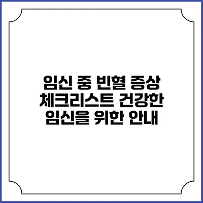 임신 중 빈혈 증상 체크리스트: 건강한 임신을 위한 안내