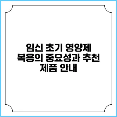임신 초기 영양제 복용의 중요성과 추천 제품 안내