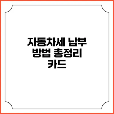 자동차세 납부 방법 총정리: 카드