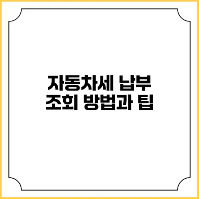 자동차세 납부 조회 방법과 팁