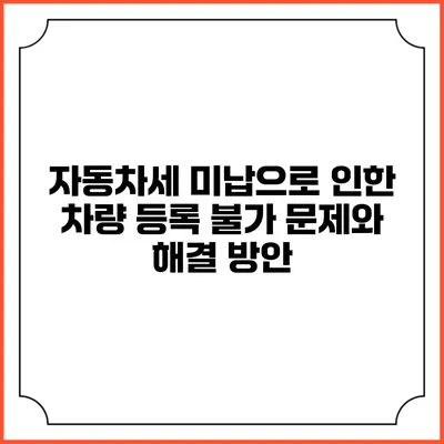 자동차세 미납으로 인한 차량 등록 불가 문제와 해결 방안