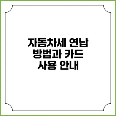 자동차세 연납 방법과 카드 사용 안내