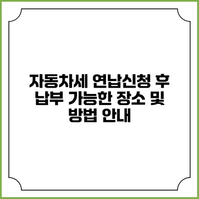 자동차세 연납신청 후 납부 가능한 장소 및 방법 안내