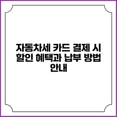 자동차세 카드 결제 시 할인 혜택과 납부 방법 안내