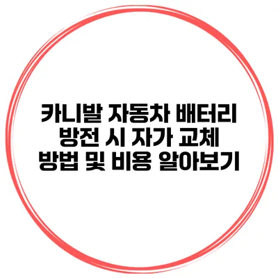 카니발 자동차 배터리 방전 시 자가 교체 방법 및 비용 알아보기