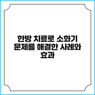 한방 치료로 소화기 문제를 해결한 사례와 효과