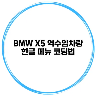 BMW X5 역수입차량 한글 메뉴 코딩법
