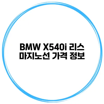 BMW X540i 리스 마지노선 가격 정보