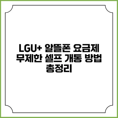 LGU+ 알뜰폰 요금제 무제한 셀프 개통 방법 총정리