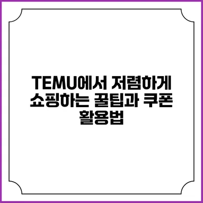 TEMU에서 저렴하게 쇼핑하는 꿀팁과 쿠폰 활용법