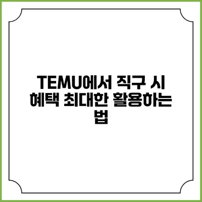 TEMU에서 직구 시 혜택 최대한 활용하는 법