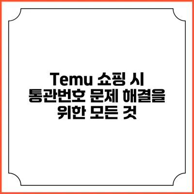 Temu 쇼핑 시 통관번호 문제 해결을 위한 모든 것
