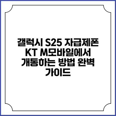 갤럭시 S25 자급제폰 KT M모바일에서 개통하는 방법 완벽 가이드