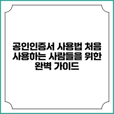 공인인증서 사용법: 처음 사용하는 사람들을 위한 완벽 가이드