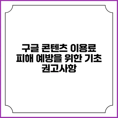 구글 콘텐츠 이용료 피해 예방을 위한 기초 권고사항