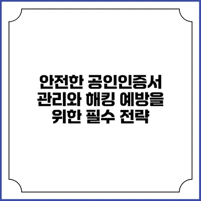 안전한 공인인증서 관리와 해킹 예방을 위한 필수 전략