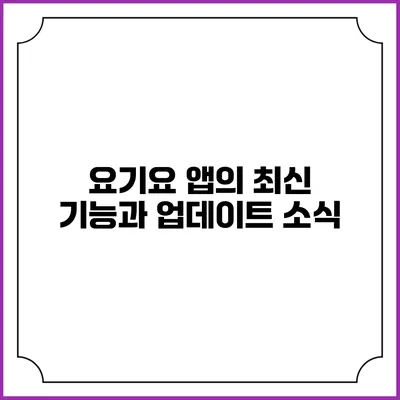 요기요 앱의 최신 기능과 업데이트 소식