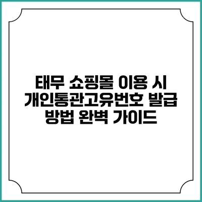태무 쇼핑몰 이용 시 개인통관고유번호 발급 방법 완벽 가이드