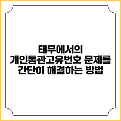 태무에서의 개인통관고유번호 문제를 간단히 해결하는 방법