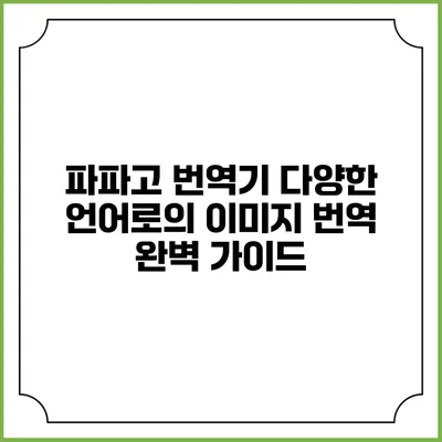 파파고 번역기: 다양한 언어로의 이미지 번역 완벽 가이드