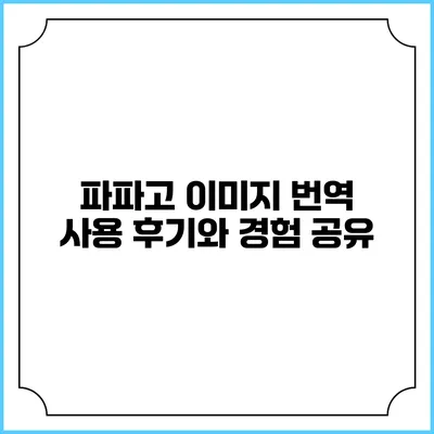 파파고 이미지 번역 사용 후기와 경험 공유
