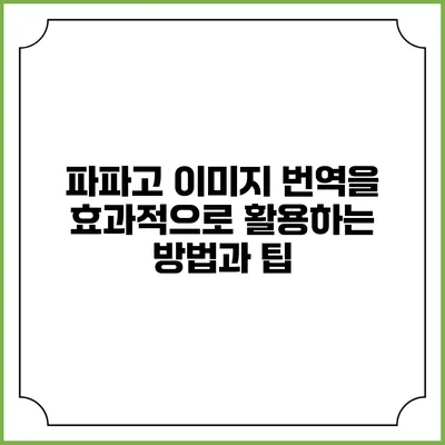 파파고 이미지 번역을 효과적으로 활용하는 방법과 팁